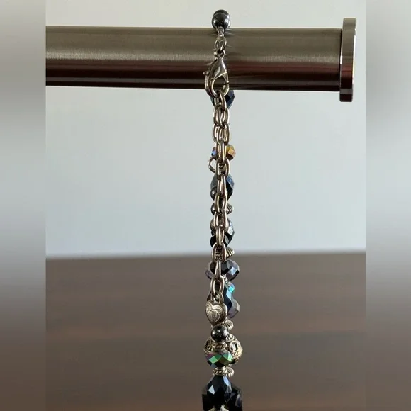 Dark Jewel Tone Faceted Bead Necklace | Statement Glam Jewelry - Picture 5 of 5